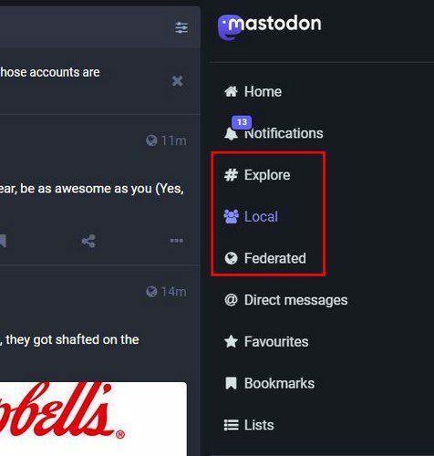 Opciones de publicaciones públicas Mastodon