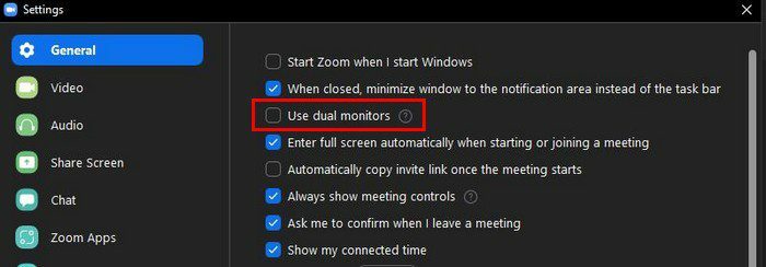 Opțiune pentru monitor dual Zoom
