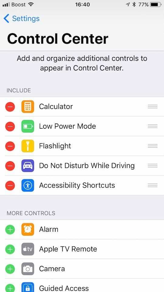 Control Center aanpassen in iOS 11