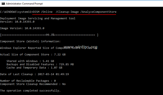 DISM Online Cleanup-Image AnalyzeComponentStore