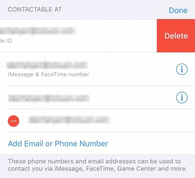 Pašalinkite „Apple ID“ kontaktinę informaciją