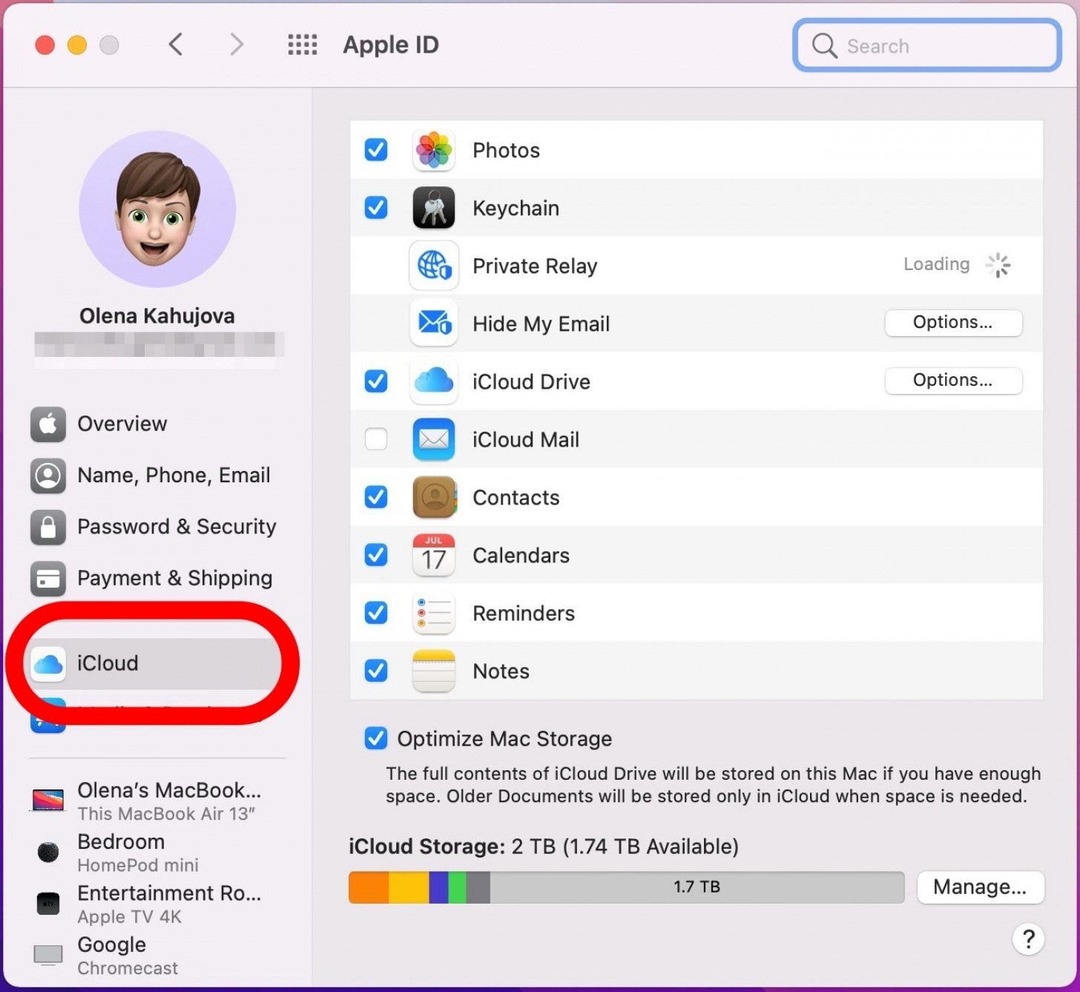 Menüden iCloud'u seçin - macbook'umu nasıl yedeklerim