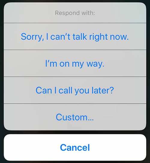 הודעות תשובה אוטומטית של iOS 12