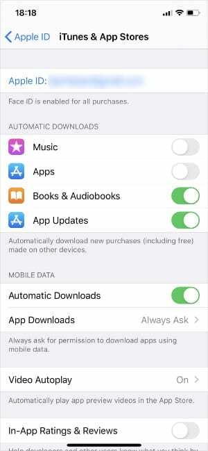 iPhone पर iPad और ऐप स्टोर सेटिंग