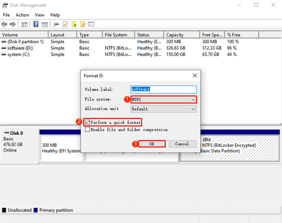 Disk v formatu NTFS