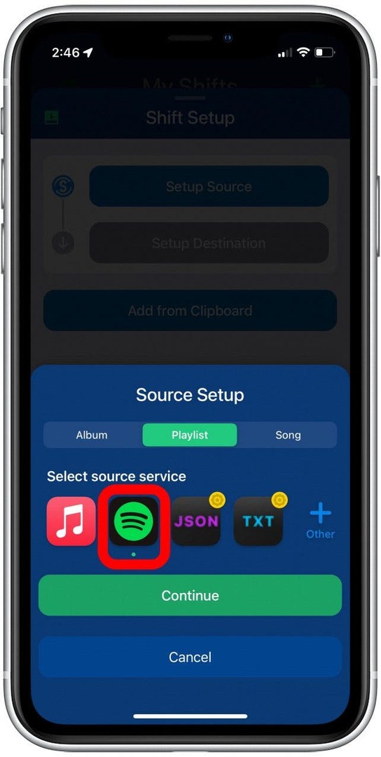 çalma listelerini apple müzikten spotify'a aktarmak için SongShift'i kullanın