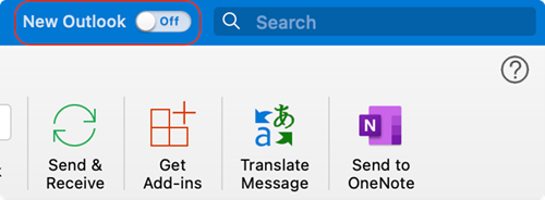 Mac용 Outlook 앱의 New to Old 및 Old to New Outlook 앱 토글 버튼(사진 제공: Microsoft)