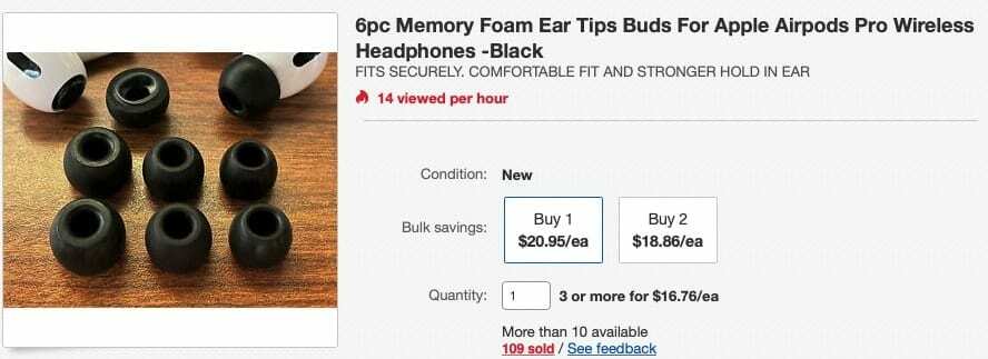 Üçüncü taraf AirPods Pro Kulaklık Uçları eBay