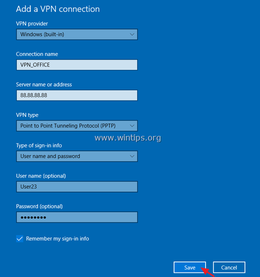 vpn sąranka windows 10