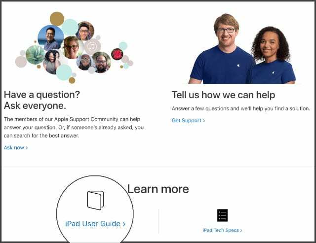 Tautan Panduan Pengguna iPad di situs web Apple