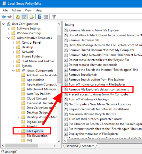 Supprimer le menu contextuel par défaut de l'Explorateur Windows