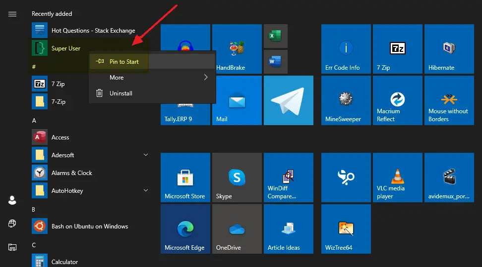 připnout zástupce webu pro úvodní obrazovku Windows 10