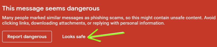 gmail tämä sähköposti näyttää turvalliselta