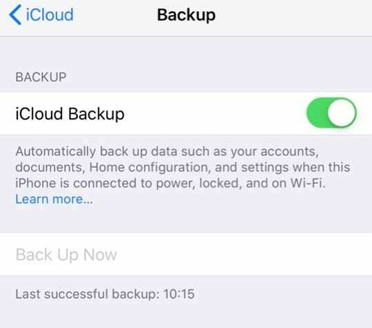 Biztonsági mentés most Szürke az iCloud beállításaiban iPhone