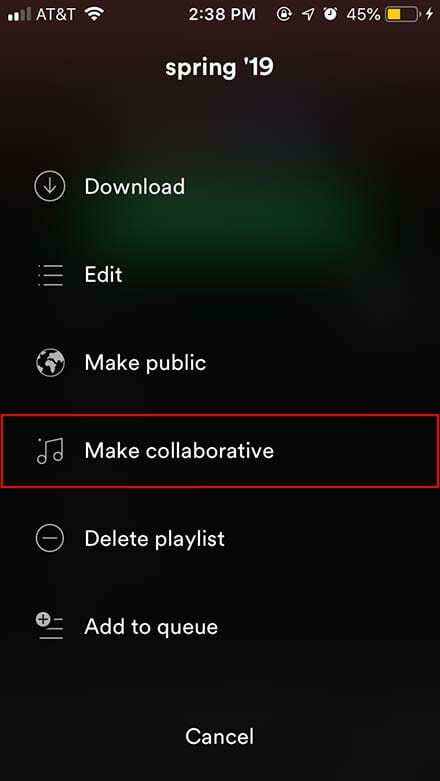 Spotify iOS – Samarbeidsspilleliste