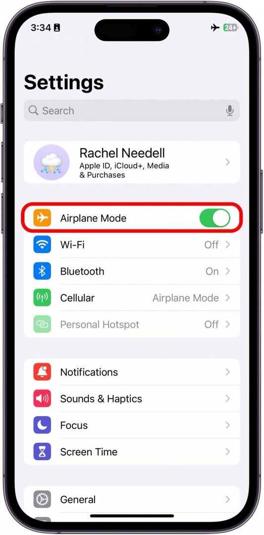 vliegtuigmodus op iPhone