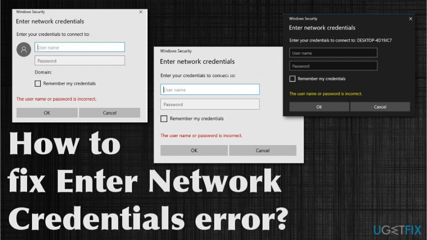 Opravit chybu Enter Network Credentials