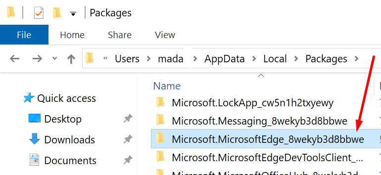 Microsoft Edge-Ordner Appdata