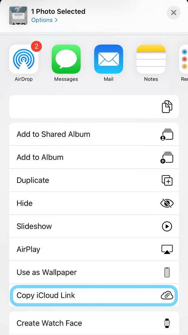 iOS 13 i iPadOS Kopirajte iCloud Photo Link