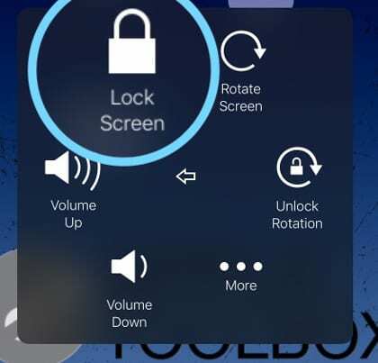 pomocné možnosti dotykovej obrazovky uzamknutia iOS