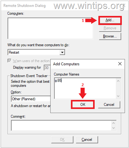 Dialogboks for ekstern avstenging 