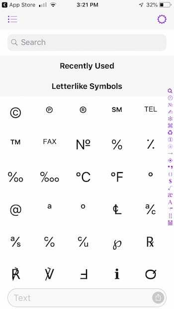 Lateinische Symbole Unicode