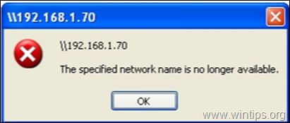 FIX: Numele de rețea specificat nu mai este disponibil