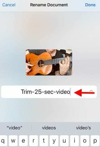 მოჭრილი ვიდეოების შენახვა და გადარქმევა iOS 13-ში