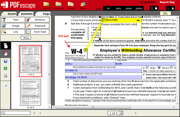 PDFescape – bezplatný Mac PDF Editor 
