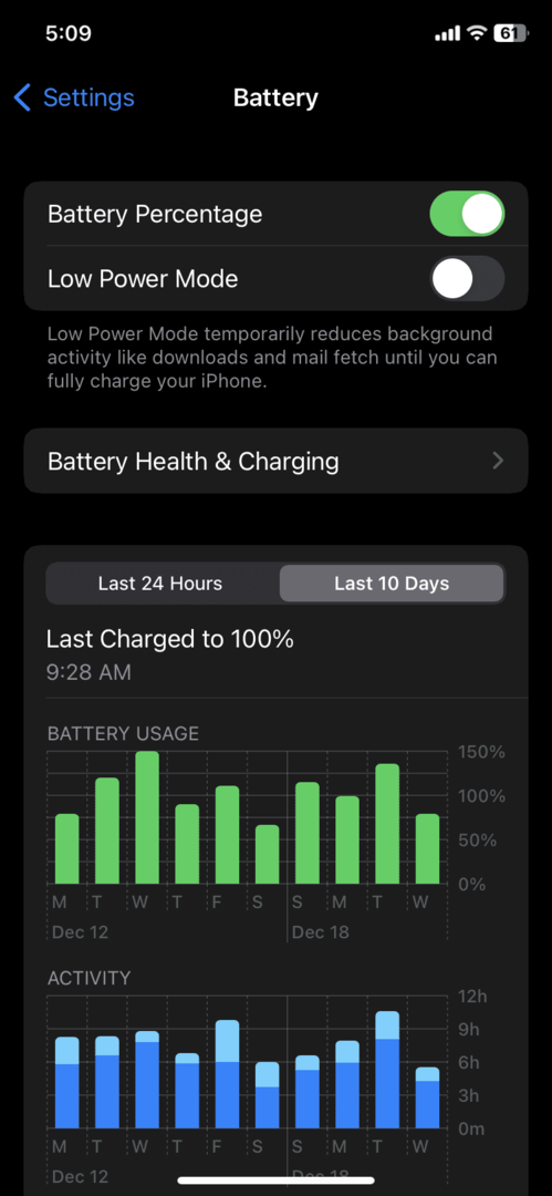 Maintenance iPhone 2023: état de la batterie