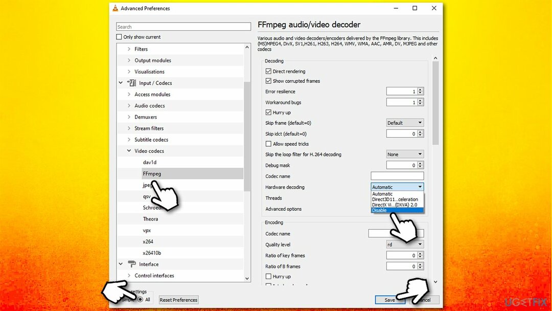 Deshabilitar la decodificación de video de hardware