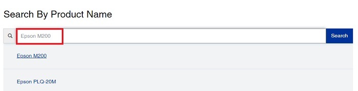 Digite Epson M200 na barra de endereços