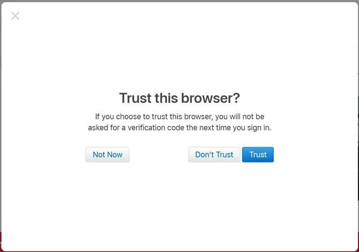 Seleziona qualsiasi opzione per fidarti del browser