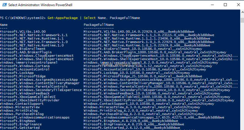 désinstaller les applications de powershell