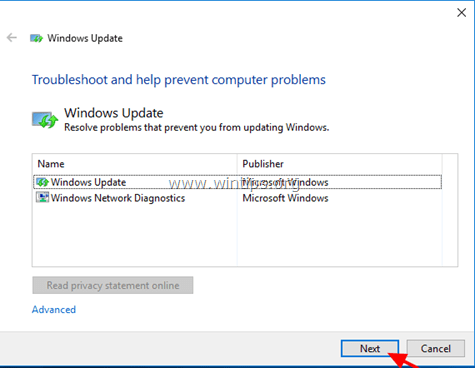 solucionador de problemas de actualización de Windows 10