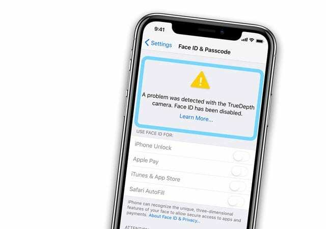 è stato rilevato un problema con la fotocamera TrueDepth. Face ID disabilitato