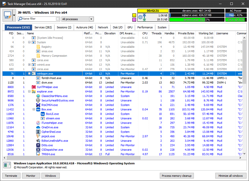 Administrador de tareas de lujo