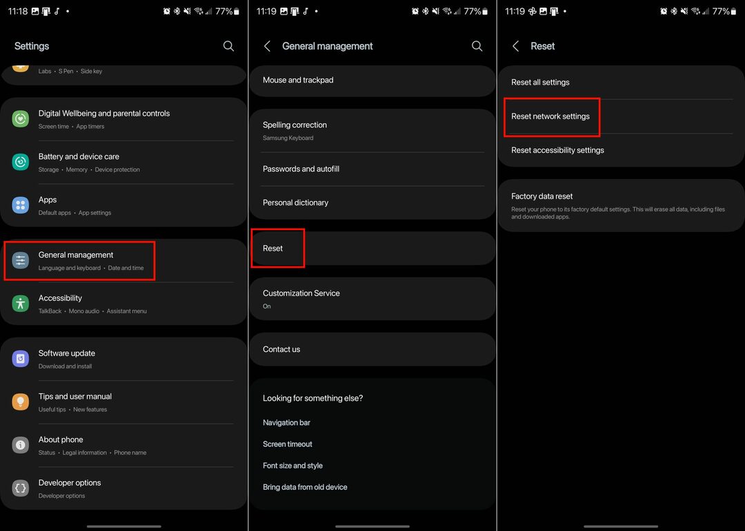 Galaxy S23 lähtestamine – võrguseadete lähtestamine