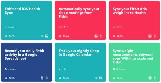 Выбор IFTTT апплетов Fitbit