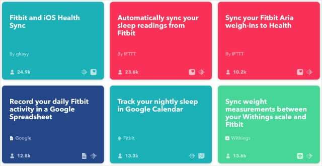 La sélection d'applet Fitbit d'IFTTT