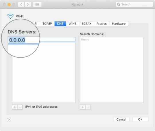 Aggiungi nuovi server DNS su un Mac