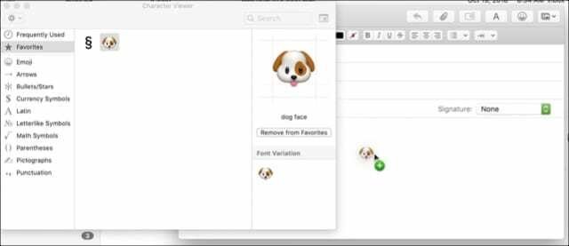 Ajouter un emoji préféré à un e-mail Mac