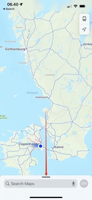 Skjermbilde som viser Search Maps-delen i iOS