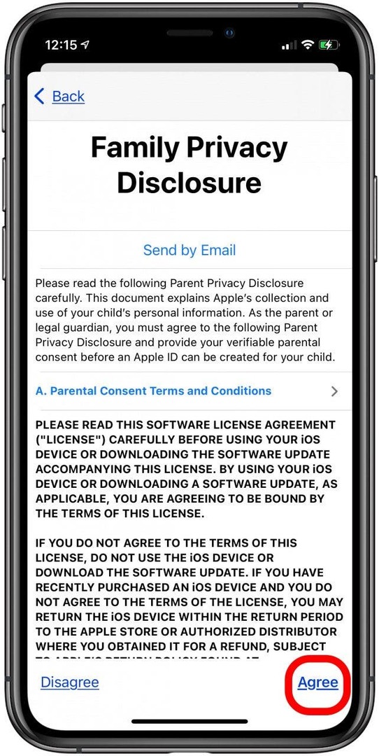 aceptar la divulgación de privacidad de la familia de identificación de Apple