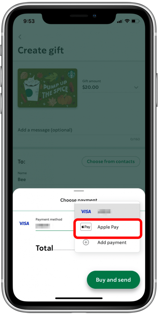 앱에서 Apple Pay를 선택하는 방법