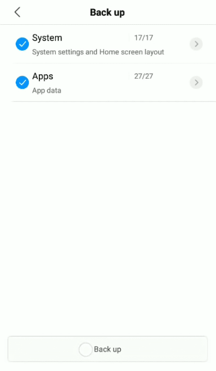 Xiaomi - बैकअप-सिस्टम
