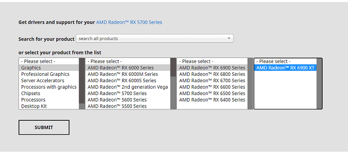 Kies de juiste processor en klik op VERZENDEN