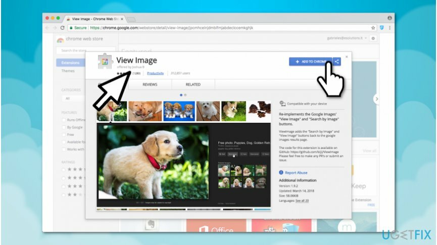 Instructies die laten zien hoe de View Image-extensie te installeren