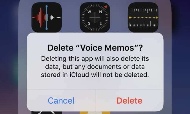 Excluir alerta de memorandos de voz do iPhone