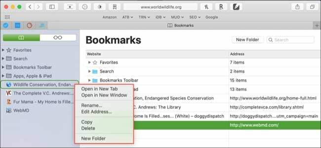 Lesezeichen bearbeiten Safari Mac